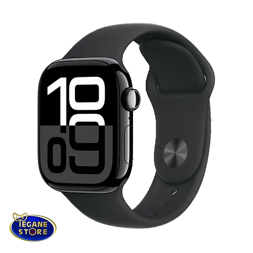 خرید Apple Watch Series 10 سایز 42 میلی‌متر جت بلک با بند اسپرت سیلیکونی مشکی | اپل واچ سری ۱۰ اصلی